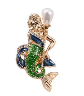 Glaze mermaid brooch
