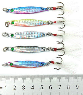 Fishing jigging Spoons Metal Lure , 5 pcs, 0.25/0.35/0.50/0.60/0.75/1.0/1.41 lb * (7g 10g 14g 17g 21g 28g 40g