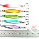 Fishing jigging Spoons Metal Lure , 5 pcs, 0.25/0.35/0.50/0.60/0.75/1.0/1.41 lb * (7g 10g 14g 17g 21g 28g 40g