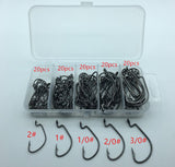 High carbon Steel Fishing Hooks for worm 2# 1# 1/0# 2/0# 3/0# mix size 100pcs/box
