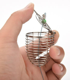 Fishing Stainless Steel Wire Lure Cage Small Bait Trap Round Bottom Basket Feeder Holder  1 pcs