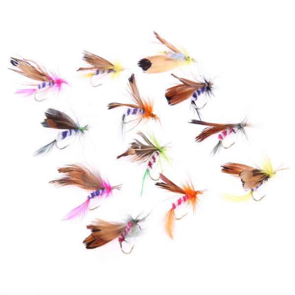 Fishing Fly Lure Set , Style Insect Artificial Fishing Bait , Single Feather , 12pcs/lot