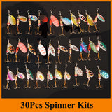 Fishing Spinners Lure hard bait * metal spoon * Mixed color/Size/Weight 30pcs/lot