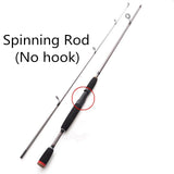 2 Segments fishing rod M Power line wt.6-15lb lure wt.1/8-3/4oz Carbon Spinning Casting 70.86 inch / 1.8m