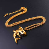 Shark Pendant Necklace Gold/Black Color