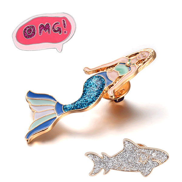 Pins Mermaid Princess * OMG * shark Brooch