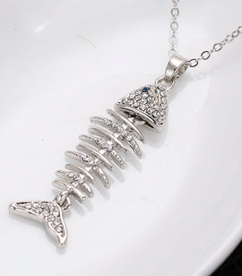 Fish Skeleton Long Necklace & Pendant