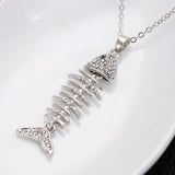 Fish Skeleton Long Necklace & Pendant